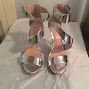 Aldo Silver Strappy Sandals. WORN ONLY ONCE!